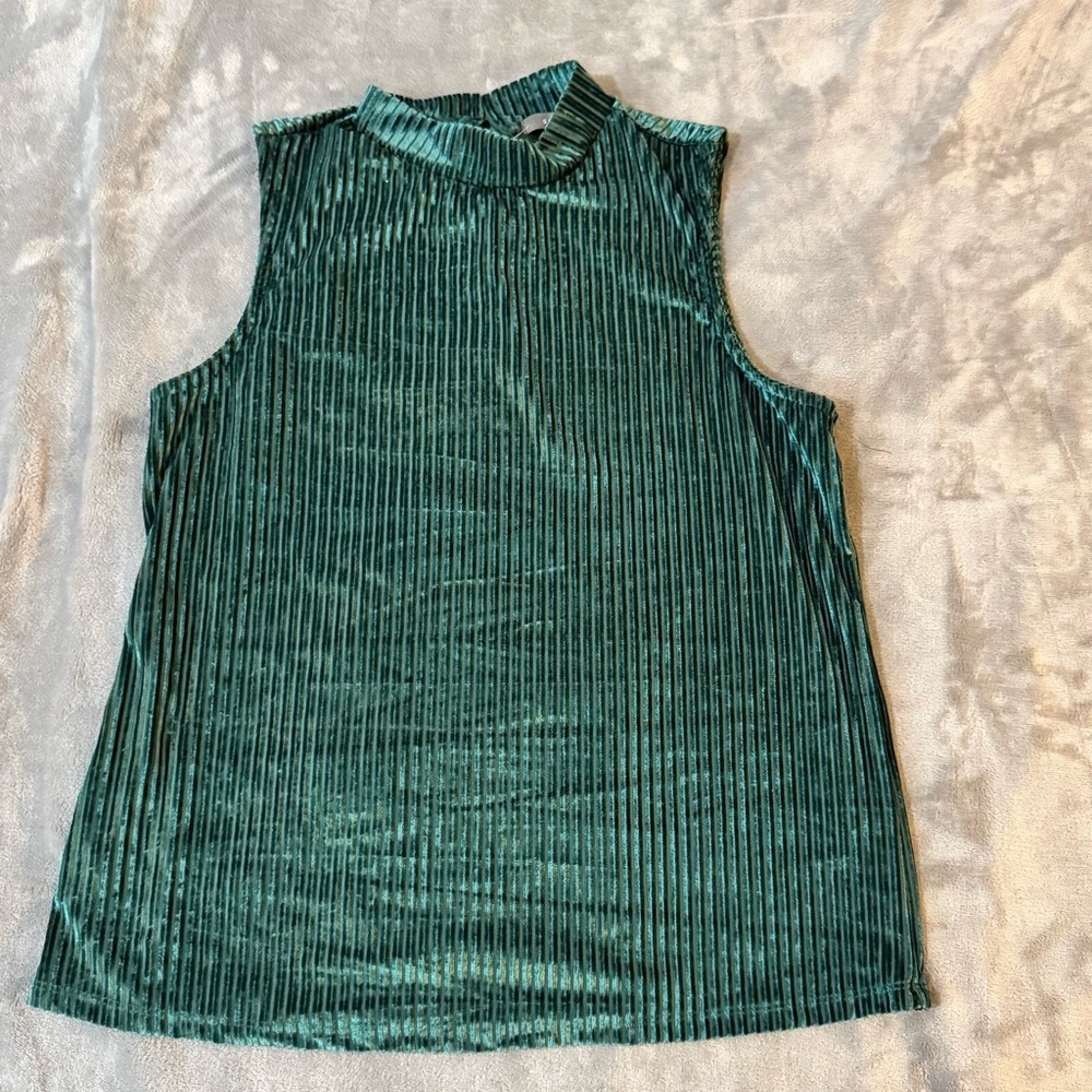 Suzy Shier Teal Sleeveless Velvet Blouse
#1381